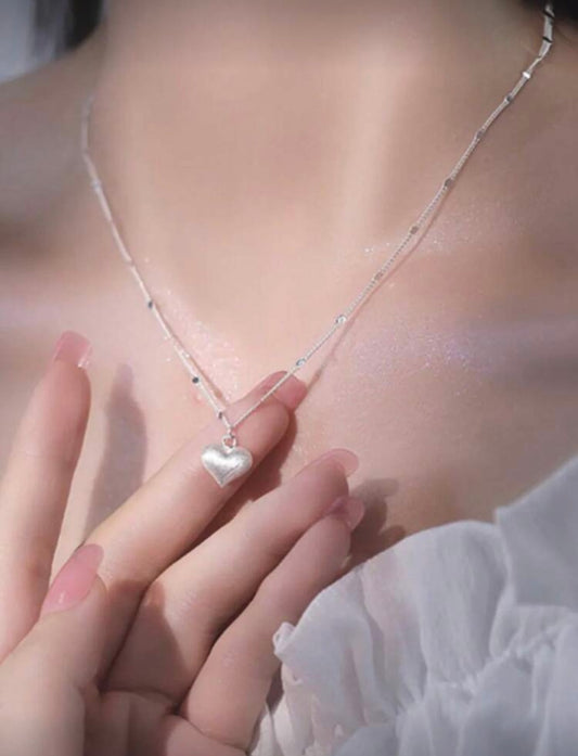 Collier argenté avec pendentif Coeur