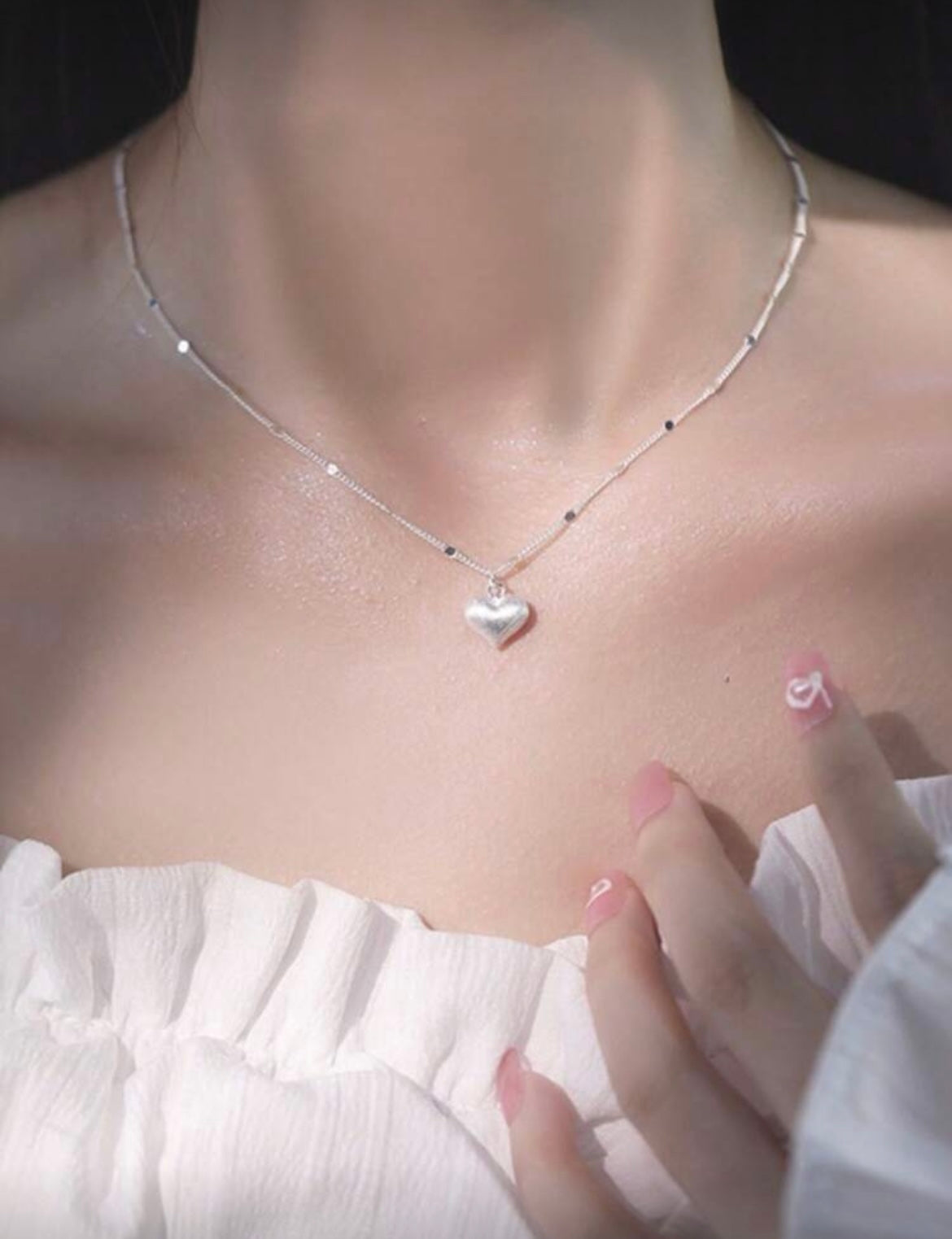 Collier argenté avec pendentif Coeur